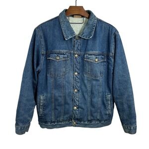 O'LICO Vintage Sherpa Lined Denim Trucker Jacket No Size See Measurements‎